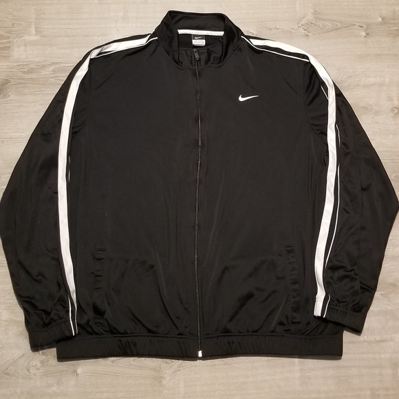 Vintage 90s Y2K Nike Men's Black with White Stripes Track Jacket Size 3XLT - Picture 1 of 4